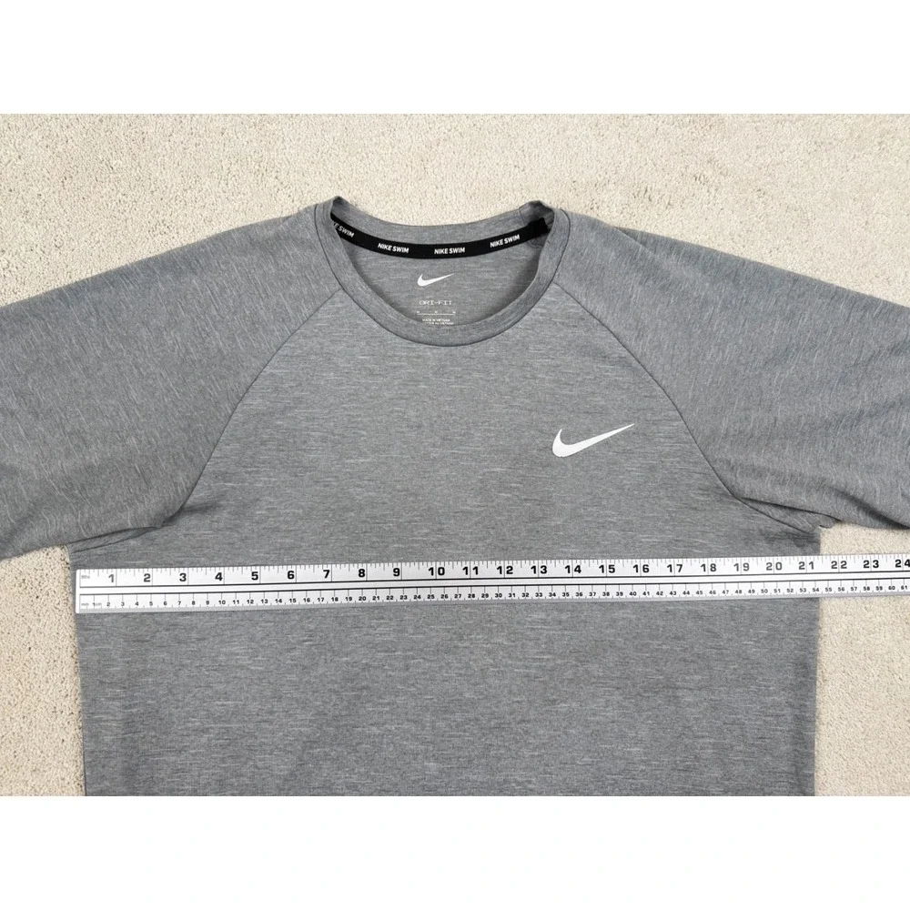 NIKE SWIM DRI FIT UPF40+ Men's Size Medium Shirt Gray Short Sleeve Outdoor #1415